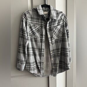 Altar'd State Black and White Plaid Button Down Shirt